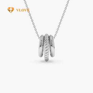 VLOVE Jóias Personalizadas Novo Três Anel Colar <span class=keywords><strong>14K</strong></span> Ouro Eternidade Círculo Pingente Colar - Product Image 5