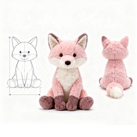 Peluche de bébé renard rose personnalisé avec tissu en coton et rembourrage en coton PP Animal en peluche apaisant mignon