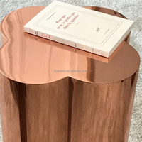 Petite table basse d'appoint en or rose de luxe meubles de salon tabouret d'arbre table à thé en acier inoxydable