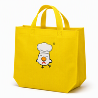 Sac fourre-tout personnalisé en non-tissé, imprimé avec un motif de poulet jaune, avec poignées, pour les courses au supermarché