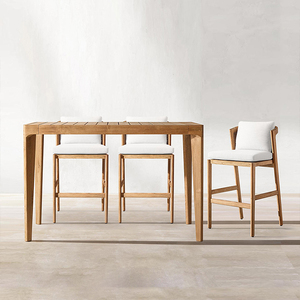 Mục Vụ Đồ Nội Thất Ngoài Trời Bằng Gỗ Ăn Uống Vườn Thanh Phân Patio Gỗ Tếch Hight Chân Ghế Bãi Biển Hồ bơi PE Mây Gỗ Tếch Thanh Ghế - Product Image 5