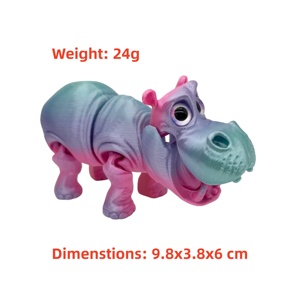 Figura de Hipopótamo Articulado Impresa en 3D con Ojos de Cristal, Decoración de Escritorio de Animal Móvil, Regalo Coleccionable - Product Image 2