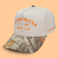 Diseño personalizado caqui corona árbol Real Camo ala sombrero caza Gorra Impresión logotipo naranja árbol Real camuflaje 5 paneles gorras de béisbol