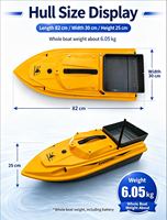 Bateau à appâts télécommandé 12V sans balais avec GPS, anti-chute, haute vitesse, et sonar de détection de poissons