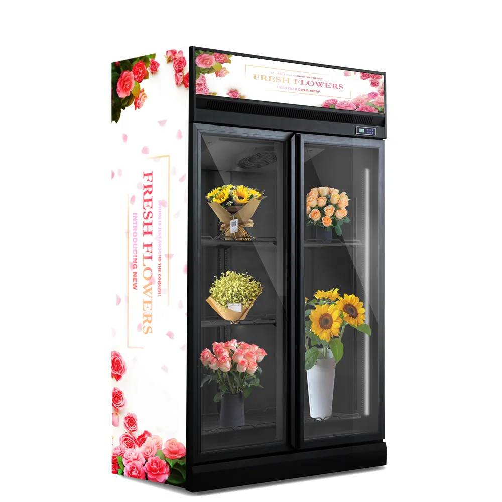 Lüks soğutmalı taze tutmak cam kapi ekran çiçek soğutucu gül ekran buzdolabı