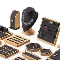 Supporto per gioielli nero di lusso orecchini di alta qualità set di gioielli set di gioielli in legno di bambù