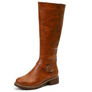 Bottes d'hiver rétro pour femmes, bottes de <span class=keywords><strong>moto</strong></span> à talon bloc - Product Image 2