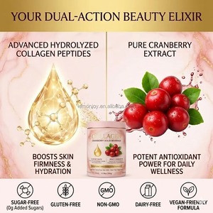 Poudre de peptides de collagène marin hydrolysé à marque privée, mélange pour boisson à la canneberge, vitamine C et probiotiques pour la santé de la peau et des voies urinaires - Product Image 4