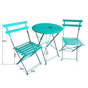 Juego <span class=keywords><strong>de</strong></span> mesa plegable <span class=keywords><strong>de</strong></span> metal estilo bistró <span class=keywords><strong>de</strong></span> 3 piezas moderno, alta capacidad, ligero, para jardín, parque, muebles <span class=keywords><strong>de</strong></span> hierro para exteriores - Product Image 2