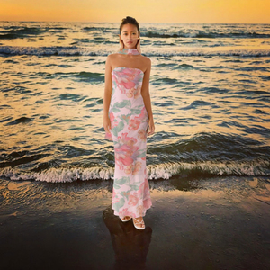 Nuevo Vestido Maxi de Verano para Mujer, Sexy, Ajustado, Estilo Sirena, Floral, con Cuello Halter, Espalda Descubierta, Casual, Elegante, para Diario, Fiestas, Vacaciones - Product Image 2