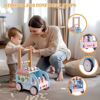 Andador de madera educativo multifuncional para bebés, carrito de helados, juguete de empuje para niños pequeños de 0 a 3 años, juego de simulación, regalo para
