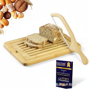 Bamboo <b>Bread</b> <b>Knife</b> With Slicing Tray Natural Wood Color Kitchen Tool For <b>Bread</b> Cutting - Product Image 1