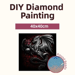1PC 40*40cm DIY Black <strong>Dragon</strong> Rose Diamond Painting <strong>Art</strong> Craft Full Round Beads Creative Diamond Painting Kit for Wall Decoration - Product Image 1