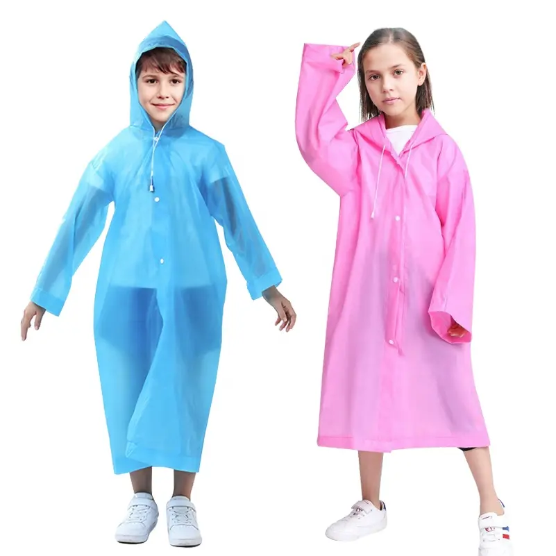 Imperméable réutilisable EVA pour enfants Poncho de pluie pour enfants avec capuche Veste de pluie imperméable Garçon Fille