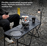 Table de camping pliante rectangulaire de conception tactique pour l'extérieur avec des fonctionnalités multifonctionnelles, portable