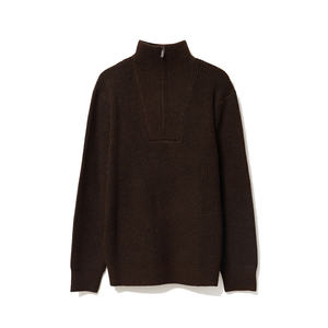 Cárdigan Clásico para Hombre, Color Marrón Oscuro, Cuello Camionero Acanalado, 82% Mezcla de Poliéster, Diseño de Líneas Limpias, Cálido y Funcional para el Invierno - Product Image 1