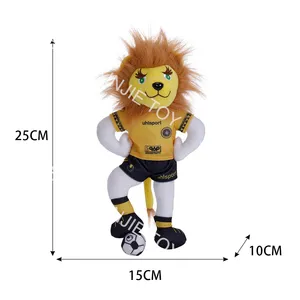 Sports mascot plush lion doll toy Custom 25CM standing football player lion plush toy Cartoon plush player lion stuffed toy