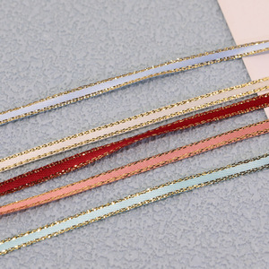 Double Gold Edge Satin Ribbon 3Mm Polyester DIY Gift Packaging Baking Decoration Material Accessories - Product Image 1