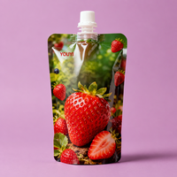 Pochette souple personnalisée pour snacks aux baies, sachet d'emballage souple à fond plat avec bouchon à vis pour l'emballage alimentaire et des boissons