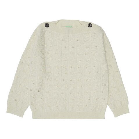 23fub pure white hollow-out-shoulder-button sweater