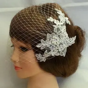 Nouveaux accessoires de cheveux de mariée artisanat Fascinator perle fleur cage à oiseaux voile