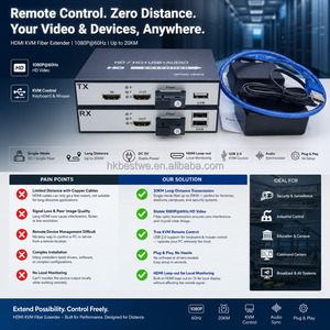 ตัวขยายสัญญาณ HDMI KVM แบบไฟเบอร์ 20 กม. 1080P@60Hz ผ่านไฟเบอร์ออปติกแบบ Single Mode SC พร้อมตัวรับส่งสัญญาณ USB 2.0 KVM เสียงแบบ Local Loop-out - Product Image 6