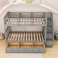 Lit superposé en bois de pin massif avec tiroirs, design moderne, mobilier de maison, style chinois, pour chambre à coucher, appartement ou école