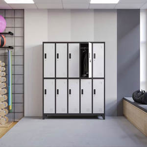 Casier métallique personnalisable à 10 portes avec serrure à clé, armoire de rangement industrielle pour vestiaire d'hôpital, construction en acier - Product Image 2