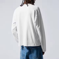 T-shirts pour hommes de haute qualité, 100% coton, manches longues, coupe ample, unis, blancs, col rond, épaules tombantes