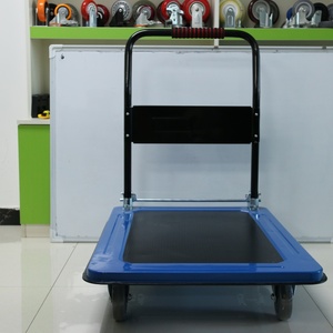 Chariot à plateforme pliable robuste, chariot à main pliable avec poignée en métal, chariot d'entrepôt industriel avec 4 roues - Product Image 1