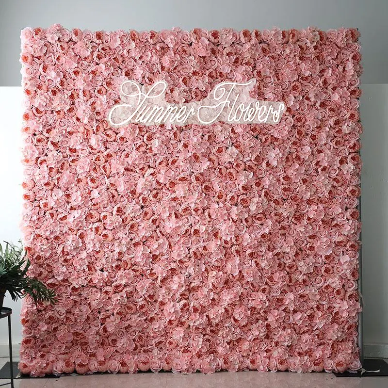 Pink romantic wedding wall decor 8x8ft hanging cloth back floral arrangement flower wall