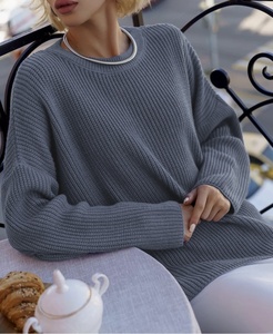 Herbst Winter Damen Strickpullover Fischermans-Rippstrick Rundhals Drop-Shoulder Weite Ärmel Grober Gemütlicher Weicher Strickpullover - Product Image 5