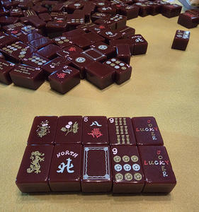 Eleshine – Nouvel ensemble de mahjong traditionnel chinois en bois de cerisier et acrylique rouge pour 4 joueurs, gravure laser personnalisée disponible, authentique - Product Image 5