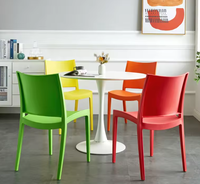 Chaise de salle à manger en plastique PP durable, empilable, minimaliste et colorée, pour l'extérieur, vente en gros