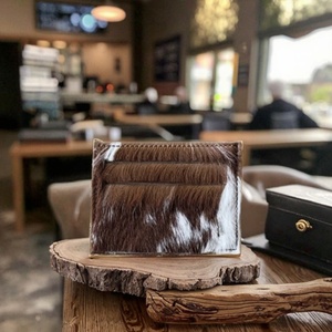 Factory Customized Attractive Stylish Vintage Cow Fur Leather Wallet Credit Card <b>ID</b> <b>Holder</b> Purse Clutch Button - Product Image 5