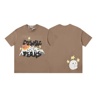 T-shirt à manches courtes pour homme en tissu tricoté OEM 210 g/m² en coton Driov avec logo, impression graphique 3D en mousse gonflée personnalisée