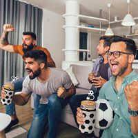 Mug en verre de 16 oz personnalisé avec logo de football, idéal pour le café et la bière, avec couvercle en bambou et paille – Vente en gros usine, parfait pour les événements et les rassemblements