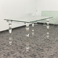 Luxuriöser Maßgefertigter Transparenter Acryl-Esstisch für 12 Personen Großer Kristall-Hochzeitsbankett-Tisch für Party-Events Glasplatten-Schreibtisch