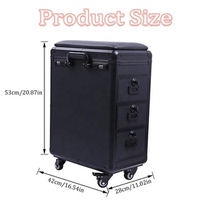 Profesional personalizado multifuncional de acero inoxidable maquillaje permanente tatuaje Trolley Case maleta portátil rotación de 360 grados - Product Image 5