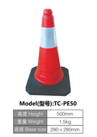 Cône de signalisation en TPU durable moulé par injection avec film réfléchissant lumineux pour la sécurité routière urbaine et la déviation