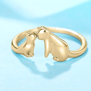 Anello con Gatti che si Baciano, Design Minimalista Animale, Regolabile, Gioiello di Moda per Uso Quotidiano - Product Image 6