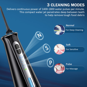 Bestope Hydropulseur dentaire noir 230 ml, 3 modes, avec 6 buses et 2 brosses à dents - Product Image 4
