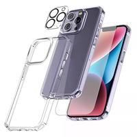Protection d'écran 3 en 1, objectif d'appareil photo, verre trempé, coque pour iPhone 14 15 Pro Max avec coque de téléphone transparente, couverture magnétique
