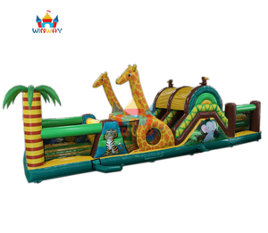 Circuito de Obstáculos Inflable Safari en la Jungla - Casa de Brinco con Temática Animal de Grado Comercial con Tobogán para Alquiler en Fiestas Infantiles - Product Image 1