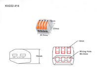 Connecteur de bornes électriques compact en gros d'usine KV222-414-250V 32A pour épissure de fils 28~14AWG Contact 0.015