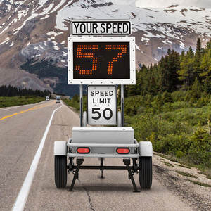 Portable solaire IP54 étanche en aluminium 300mm Radar visuel affichage numérique rétrécissement de route avertissement panneau de signalisation - Product Image 3