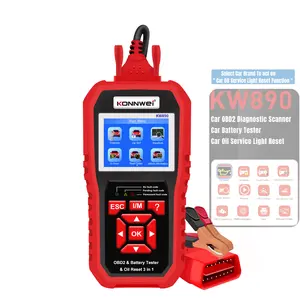 Konnwei portátil para carro, ferramenta multiuso para análise de motor obd2 para teste de bateria de carro KW890, ferramenta de diagnóstico de luz de óleo e reinicialização