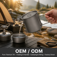 Tasse de camping à poignée pliante en titane pur, avec couvercle, tasse à café légère et portable pour l'extérieur, pour la randonnée et les voyages