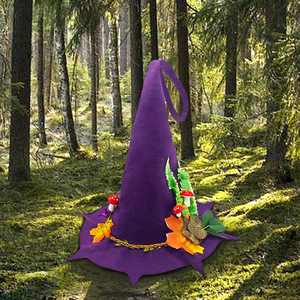 Venta al por mayor fiesta de <span class=keywords><strong>Halloween</strong></span> púrpura hongo fieltro artesanía ala corta magia mago bruja sombrero para europeo y americano - Product Image 2