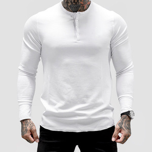 Camiseta Deportiva de Cuello Redondo de Secado Rápido para Hombre, Ropa de Gimnasio de Manga Larga, Camiseta de Algodón al por Mayor - Product Image 5